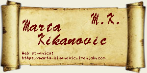 Marta Kikanović vizit kartica